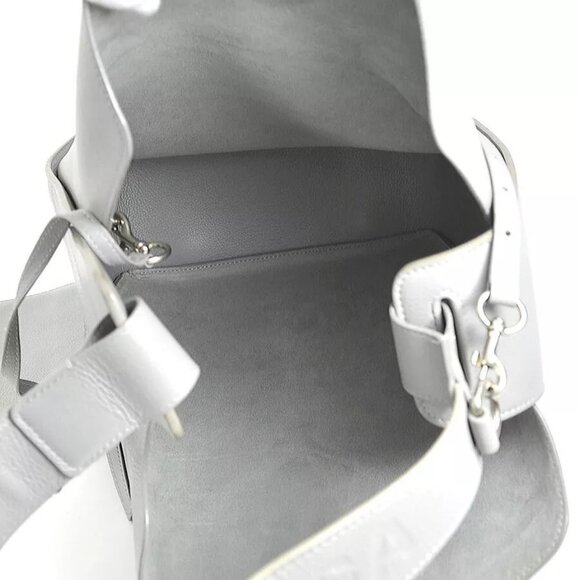 Auth BALENCIAGA North-South Shoulder Bag Gray Leather - Picture 12 of 15